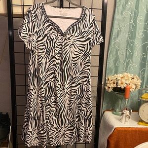 Zebra Print V-Neck Dress